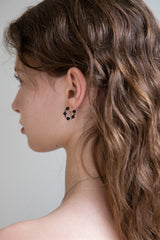 Onyx and crystal mini hoop earring