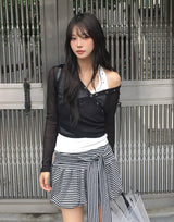 Handy Snap See-through Wrap Hood Knit