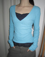 Radun Lace V-Neck Slim Sleeveless Top