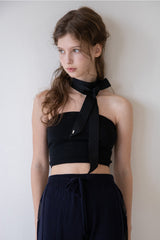 Black jacquard slim scarf