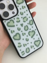 F.ハートレオパードケース (カーキ)