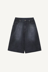 Sand-washed Bermuda denim pants