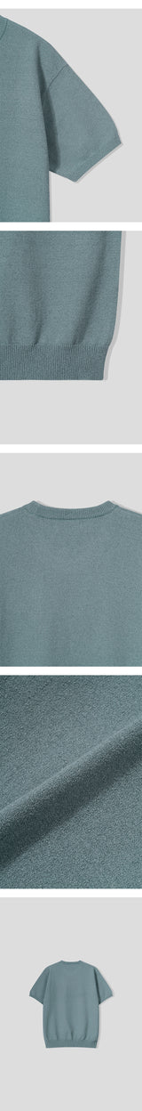 [S/S] Boucle round neck half knit(6color)