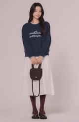MELLOW EMBROIDER LINE KNIT TOP (Navy)