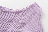 Pearl Burton Shirring V-neck Long Sleeve T-shirt