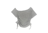 Mad Off-Shoulder Short Sleeve Mesh Lace Sleeveless Set