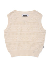 RIBBON CROCHET CROP KNIT VEST [IVORY]