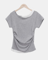 Elang Contrast Shirred T-Shirt