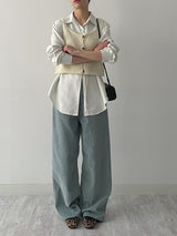 ウッドスクエアネックニットビスチェ