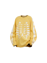 RE-BONE (Skeletal Line) –ウォッシュ ボーンプリント スタッズ ロングスリーブ Tシャツ