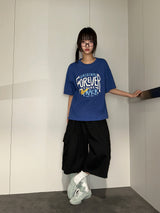 Ezlong Round Letter Tattoo Graphic Oversized T-Shirt 3color