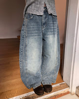 ドロックパネルバルーンフィットワイドデニムパンツ
