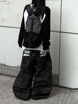 camo hip patch wide pants