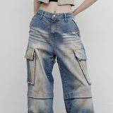 (Unisex) Bison Cargo Wide Denim