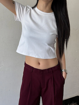 [BASIC ITEM] ベーシックセミクロップTシャツ(4color)