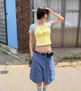 OVERLAP HALTER TEE