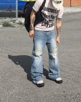 No.1790 vtg washing flare denim PT