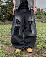 ブラントダメージバルーンデニムパンツ