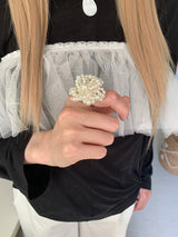 パール ビッグ フラワー オープン リング