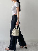 Marine Square Neck Crop Short Sleeve T-shirt