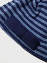 SOFT BOW BEANIE STRIPE BLUE