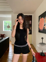 Underband lettering black sleeveless top