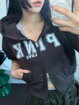 HEART🎀💕🧸BABY SEMI CROPPED T SHIRT HOODIE ZIP UP JUMPER🧸🖤🤍3COLOR