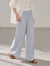 Easy-fit Straight Banding Wide Summer Slacks