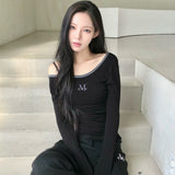 SELUA ONE SHOULDER UNBALANCE SHIRRING LONG SLEEVE T