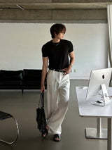 [SET] Aven cut muscle-fit short-sleeve T-shirt + Mer cut flare-fit denim pants