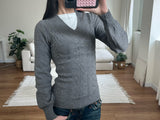 cable v neck knit