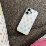 [MADE][Glossy Glass Silver Bumper Case] パステルドット