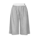 レースレイヤードバミューダショーツ_Melange Gray