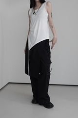 unbalanced layered tail sleeveless (4color)
