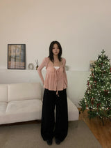 Rozy Babydoll Flare Ribbed Long Sleeve Tee