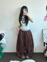 ダウンピンタックバルーンコットンソフティーロングパンツ 🩶🤎🖤3COLOR