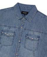 DENIM STUD HALF SHIRT