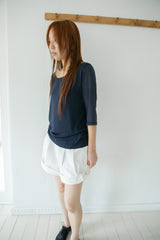 see-through sleeve capri sleeve top(3colors)