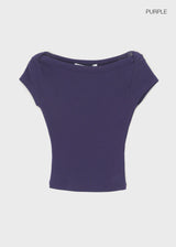 [B-BASIC] ベーシックリブボートネック半袖Tシャツ (2 SIZE)