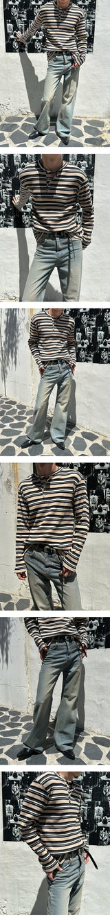 [F/W] マルチストライプヘンリーネックロングスリーブ (3color)