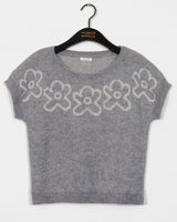 Lette Flower Layered Short-Sleeved Knitwear