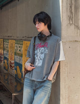 べロッドクロッププリントショートスリーブTシャツ