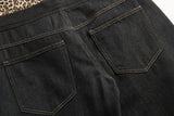 Leopard Layered Dark Denim Pants