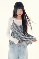 Mona check bustier blouse