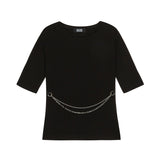 [ULKIN] Double Chain Tight T-shirt_Black