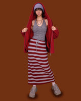 striped wide knit long skirt (4color)