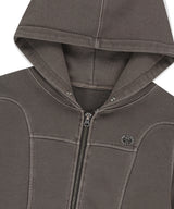 PIGMENT WASHED BIKER CROP ZIP-UP HOODIE