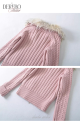 Lady Fur Knitwear Zip-Up Cardigan