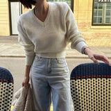 Shaming V-neck knit/4 colors