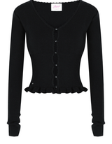 Pearl Button Frill Knit Cardi